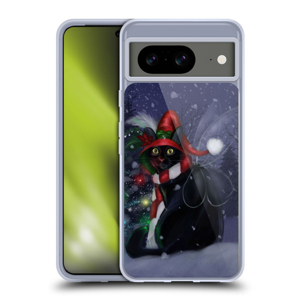 Ash Evans Black Cats Yuletide Cheer Soft Gel Case for Google Pixel 8