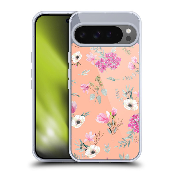 Anis Illustration Flower Pattern 2 Peach Soft Gel Case for Google Pixel 9 Pro XL