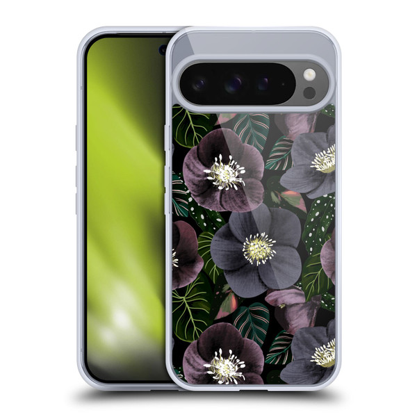 Anis Illustration Graphics Dark Flowers Soft Gel Case for Google Pixel 9 Pro XL