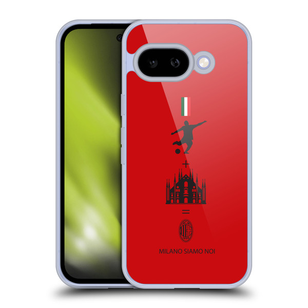 AC Milan Crest Patterns Red Soft Gel Case for Google Pixel 9A