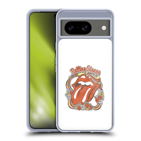 The Rolling Stones Graphics Flowers Tongue Soft Gel Case for Google Pixel 8