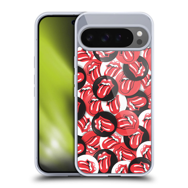 The Rolling Stones Licks Collection Tongue Classic Button Pattern Soft Gel Case for Google Pixel 9 Pro XL