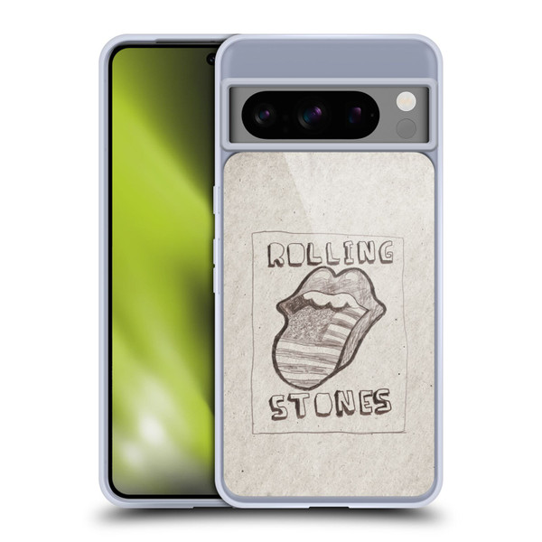 The Rolling Stones Graphics Sketch USA Flag Soft Gel Case for Google Pixel 8 Pro