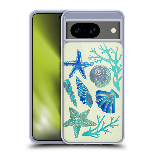 Cat Coquillette Sea Seashells Blue Soft Gel Case for Google Pixel 8