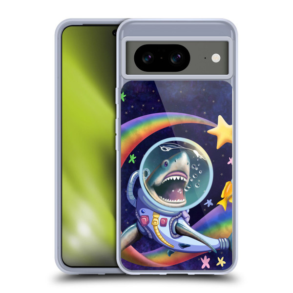 Carla Morrow Rainbow Animals Shark & Fish In Space Soft Gel Case for Google Pixel 8