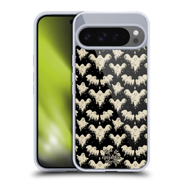 Episodic Drawing Spooky Patterns Halloween Ghost Soft Gel Case for Google Pixel 9 Pro XL