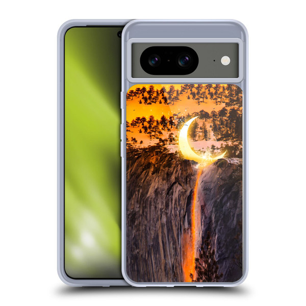 Dave Loblaw Sci-Fi And Surreal Fire Canyon Moon Soft Gel Case for Google Pixel 8