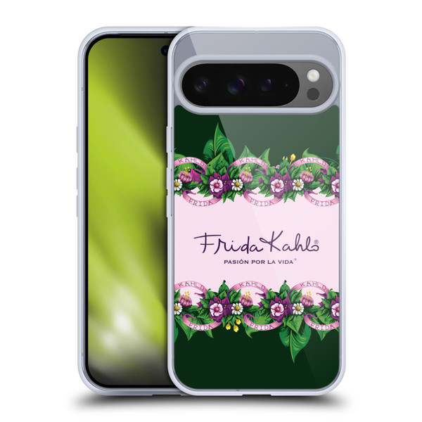 Frida Kahlo Purple Florals Border Soft Gel Case for Google Pixel 9 Pro XL