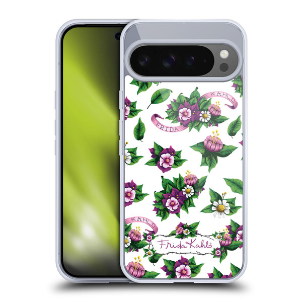 Frida Kahlo Purple Florals Pattern Soft Gel Case for Google Pixel 9 Pro XL