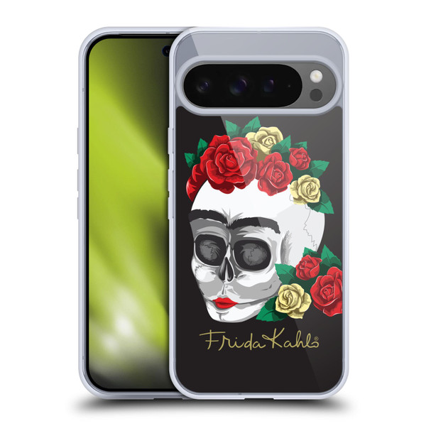 Frida Kahlo Roses Skull Soft Gel Case for Google Pixel 9 Pro XL