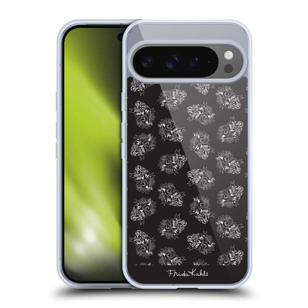 Frida Kahlo Typography Black Heart Soft Gel Case for Google Pixel 9 Pro XL