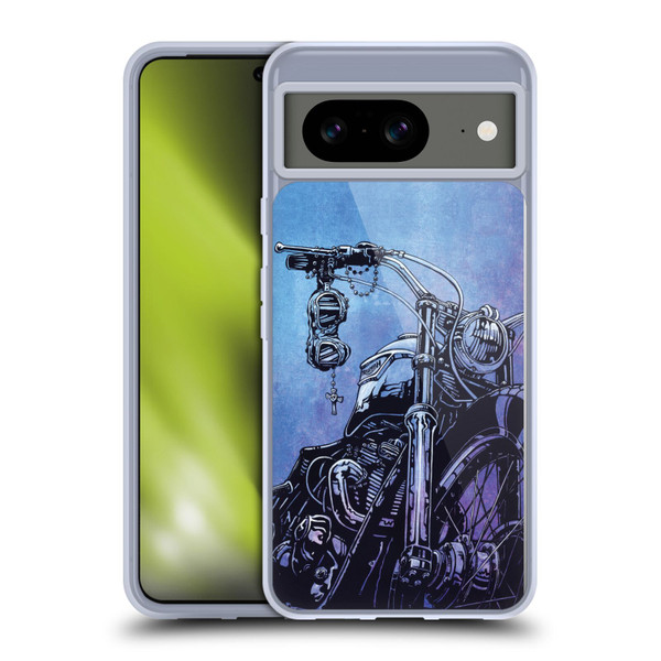 David Lozeau Skeleton Grunge Motorcycle Soft Gel Case for Google Pixel 8
