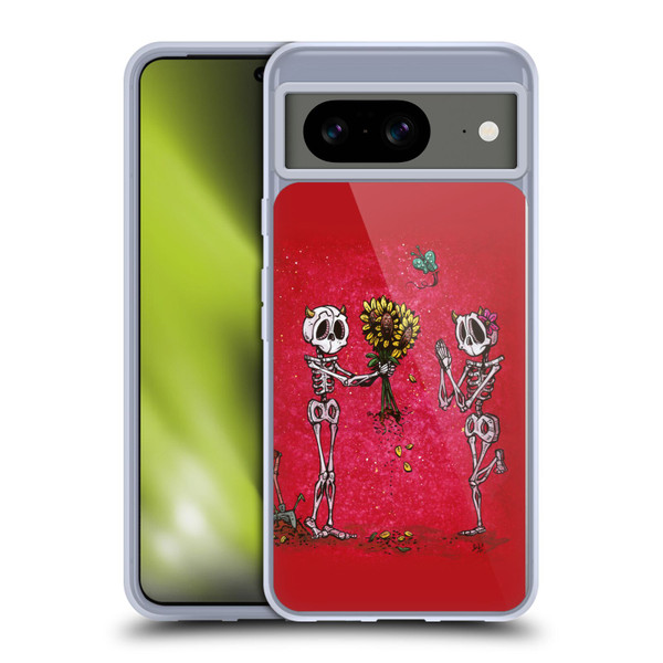 David Lozeau Skeleton Grunge Sunflower Soft Gel Case for Google Pixel 8