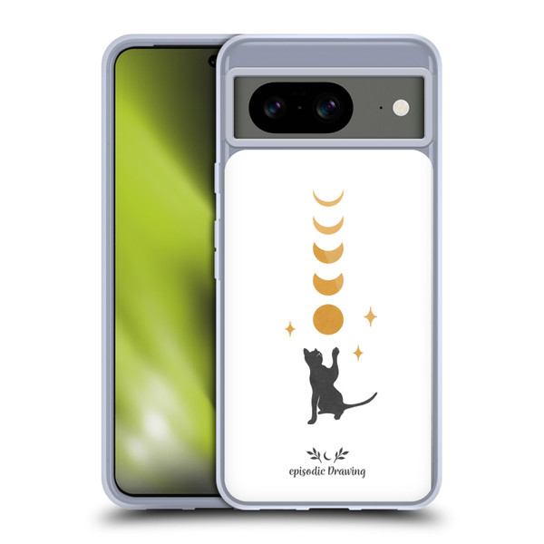 Episodic Drawing Mix Illustrations Cat And Moon Soft Gel Case for Google Pixel 8