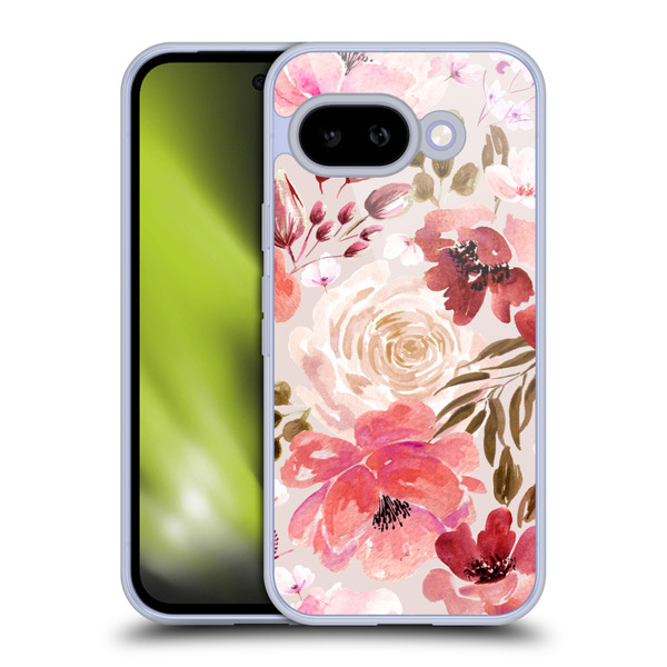 Anis Illustration Floral Pattern Light Red Soft Gel Case for Google Pixel 9A