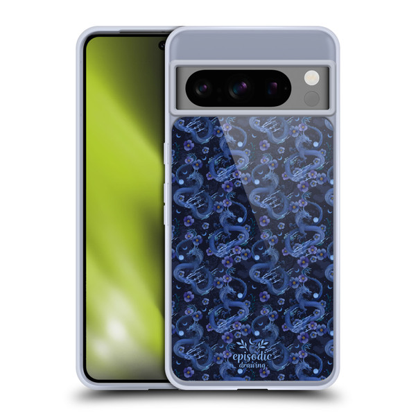 Episodic Drawing Spooky Patterns Floral Dragon Soft Gel Case for Google Pixel 8 Pro