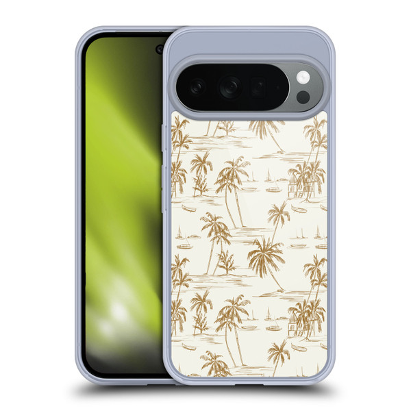 Anis Illustration Mix Pattern Beach Beige Gold Soft Gel Case for Google Pixel 10