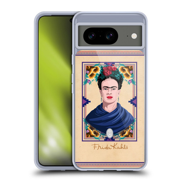 Frida Kahlo Portrait Blue Soft Gel Case for Google Pixel 8