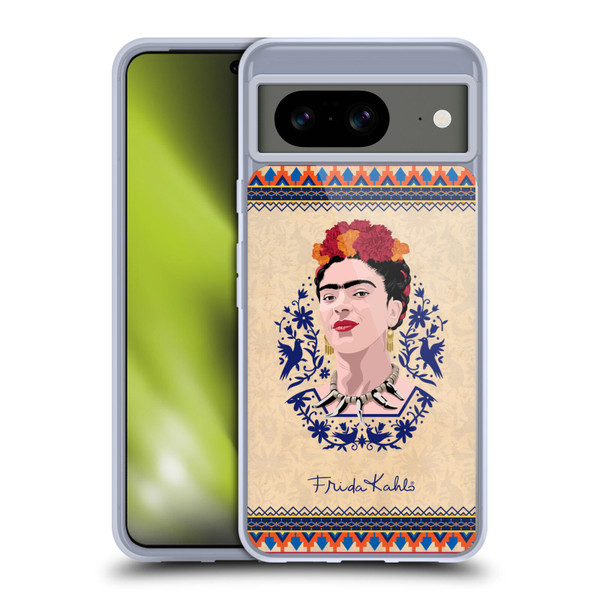 Frida Kahlo Portrait Navy Blue Soft Gel Case for Google Pixel 8