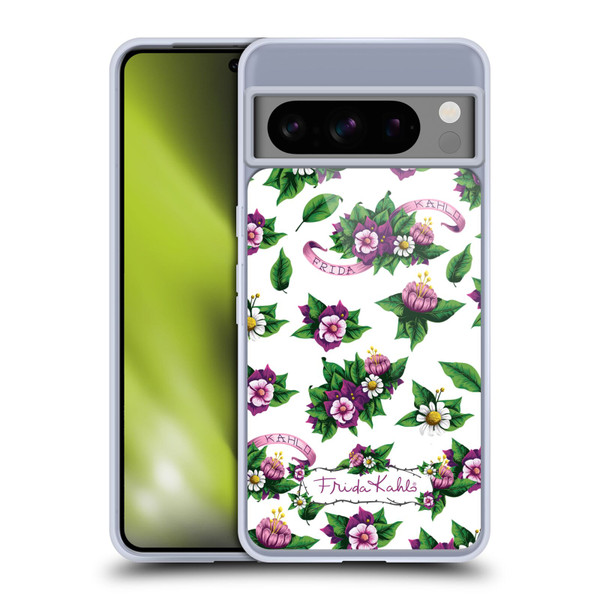 Frida Kahlo Purple Florals Pattern Soft Gel Case for Google Pixel 8 Pro
