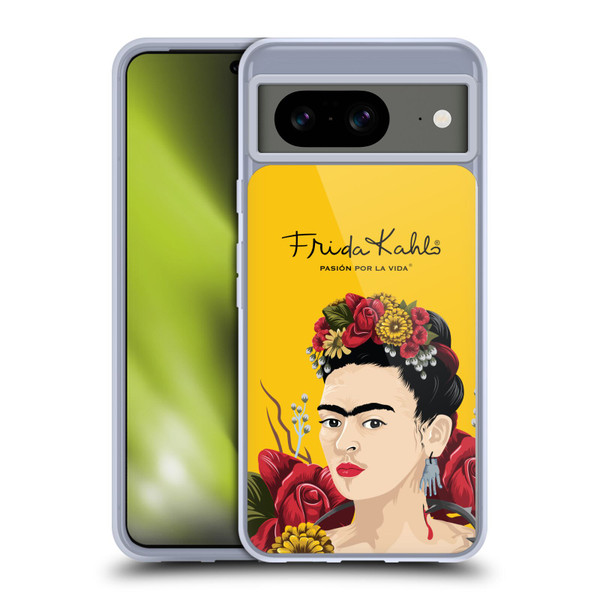 Frida Kahlo Red Florals Portrait Soft Gel Case for Google Pixel 8