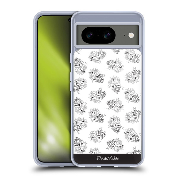 Frida Kahlo Typography White Heart Soft Gel Case for Google Pixel 8