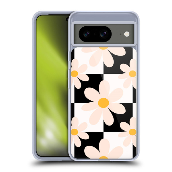 Gabriela Thomeu Retro Black & White Checkered Daisies Soft Gel Case for Google Pixel 8