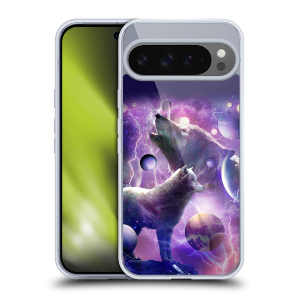 Random Galaxy Animals Cosmic Wolf Space Soft Gel Case for Google Pixel 9 Pro XL
