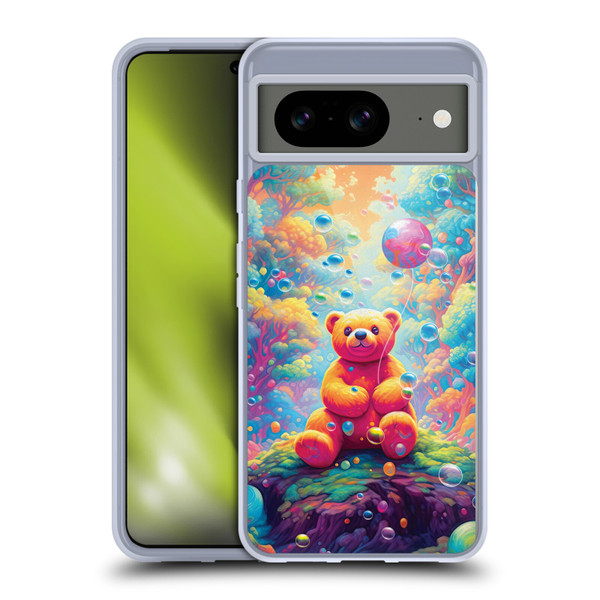 Michael David Ward Psychedelic Art Teddy Bear In Wonderland Soft Gel Case for Google Pixel 8