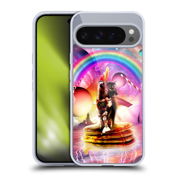 Random Galaxy Space Llama Cat & Electric Pancakes Soft Gel Case for Google Pixel 9 Pro XL