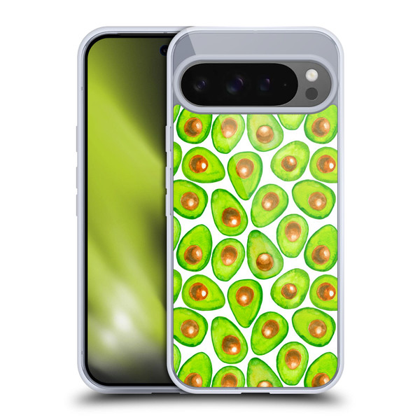 Katerina Kirilova Fruits & Foliage Patterns Avocado Soft Gel Case for Google Pixel 9 Pro XL