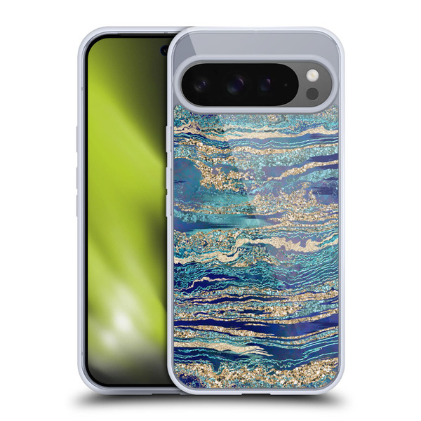 LebensArt Gemstone Marble Mineral Blue Gem Soft Gel Case for Google Pixel 9 Pro XL