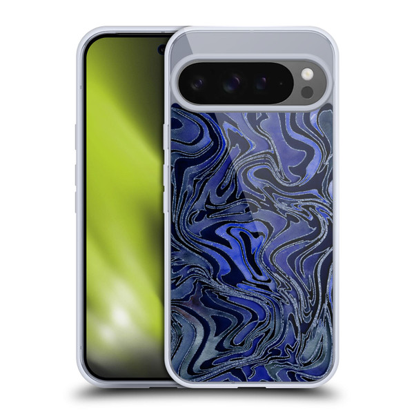 LebensArt Geo Liquid Marble Indigo Soft Gel Case for Google Pixel 9 Pro XL