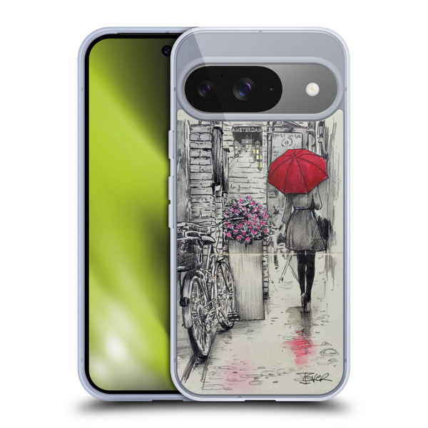 LouiJoverArt Red Ink Amsterdam Walk Soft Gel Case for Google Pixel 9 / Pixel 9 Pro