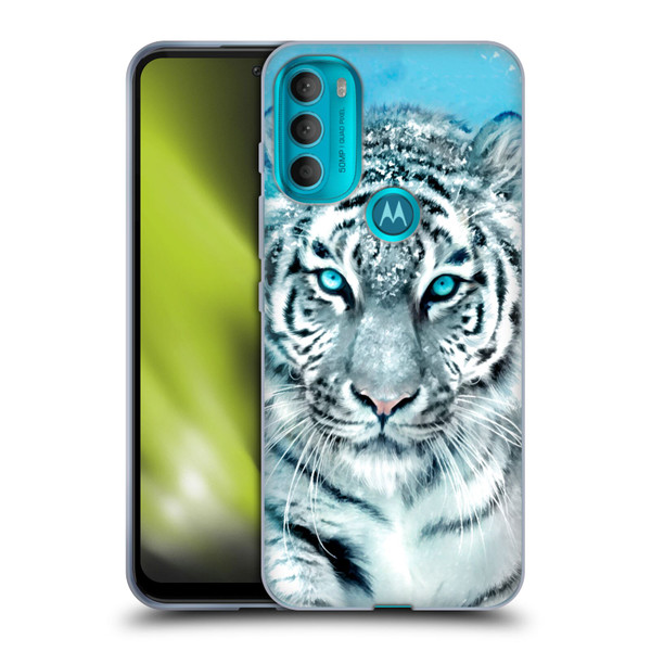 Aimee Stewart Animals White Tiger Soft Gel Case for Motorola Moto G71 5G