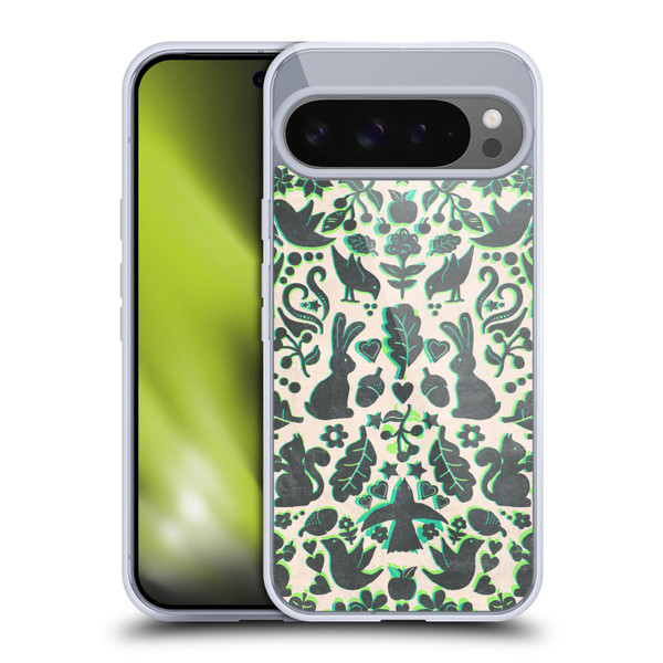 Micklyn Le Feuvre Animals Two Rabbits Folk Art Pattern Soft Gel Case for Google Pixel 9 Pro XL