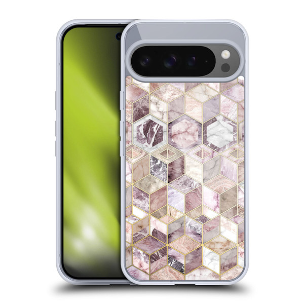 Micklyn Le Feuvre Marble Patterns Blush Quartz Honeycomb Soft Gel Case for Google Pixel 9 Pro XL