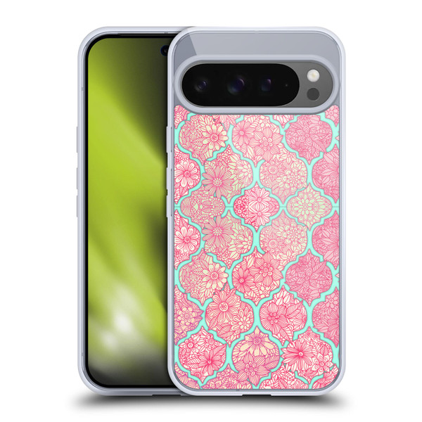 Micklyn Le Feuvre Moroccan Pink and Teal Soft Gel Case for Google Pixel 9 Pro XL