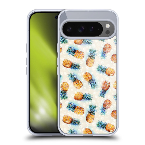 Micklyn Le Feuvre Patterns Pineapples and Crystals Soft Gel Case for Google Pixel 9 Pro XL