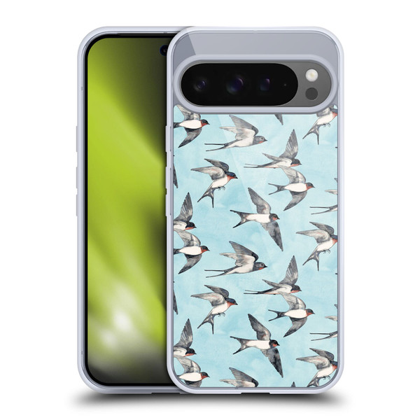 Micklyn Le Feuvre Patterns Swallow Flight Soft Gel Case for Google Pixel 9 Pro XL