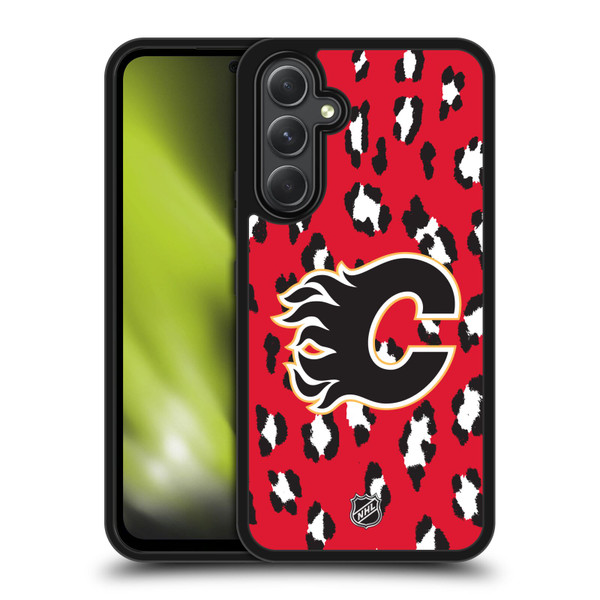 NHL Calgary Flames Leopard Pattern Gel Armour Case For Samsung Galaxy A54 5G