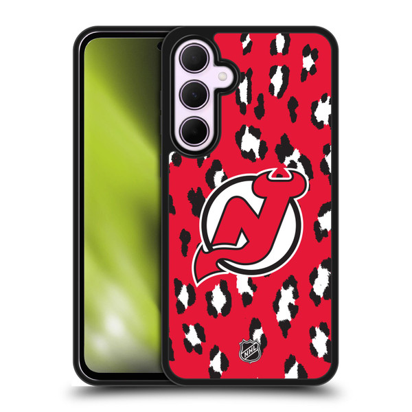 NHL New Jersey Devils Leopard Pattern Gel Armour Case For Samsung Galaxy A35 5G