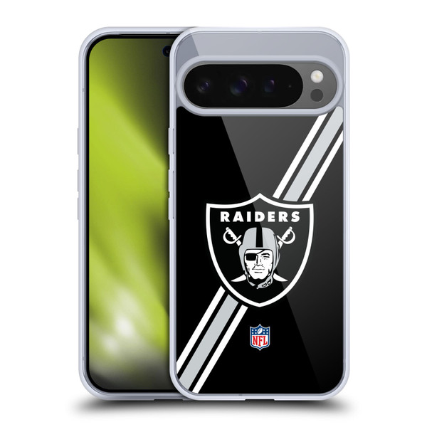 NFL Las Vegas Raiders Logo Stripes Soft Gel Case for Google Pixel 9 Pro XL