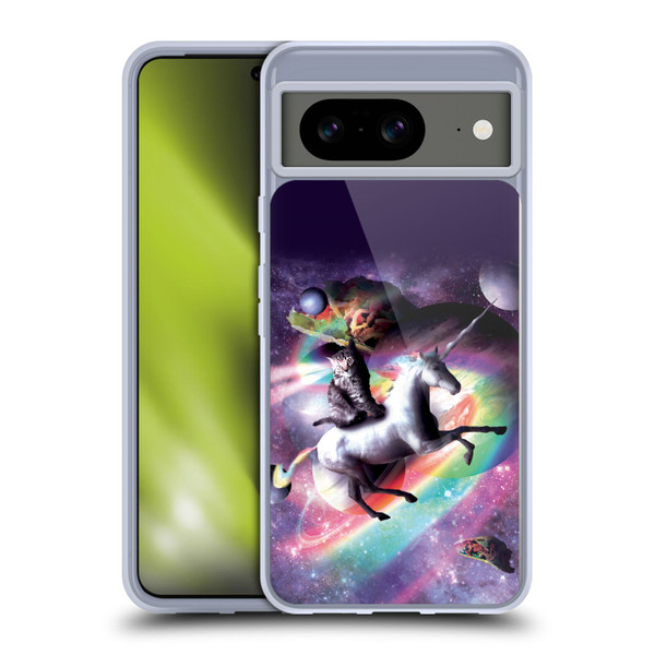 Random Galaxy Animals Space Cat Riding Unicorn Soft Gel Case for Google Pixel 8