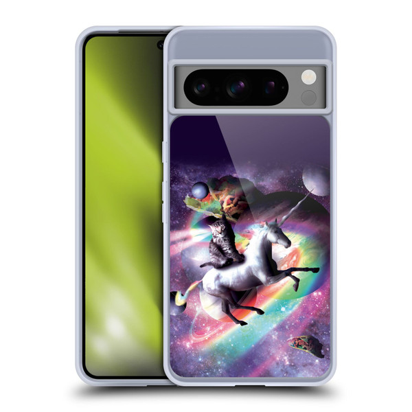 Random Galaxy Animals Space Cat Riding Unicorn Soft Gel Case for Google Pixel 8 Pro