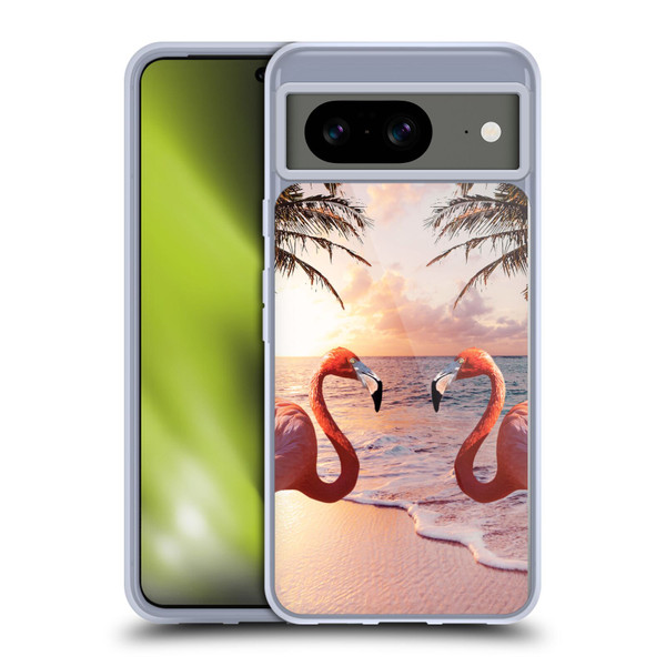 Random Galaxy Mixed Designs Flamingos & Palm Trees Soft Gel Case for Google Pixel 8