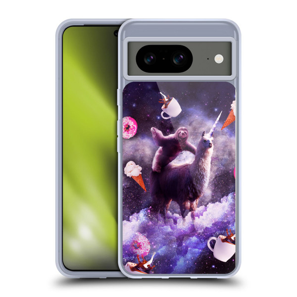 Random Galaxy Mixed Designs Sloth Riding Unicorn Soft Gel Case for Google Pixel 8