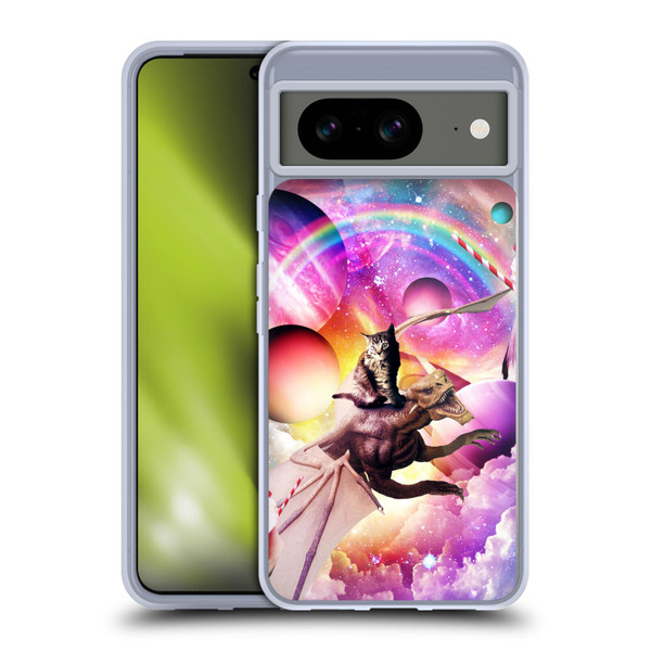 Random Galaxy Mixed Designs Space Dragon & Cat Soft Gel Case for Google Pixel 8