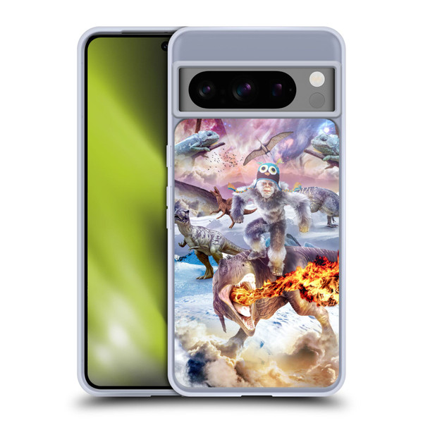Random Galaxy Mixed Designs Monkey Riding Dinosaur Soft Gel Case for Google Pixel 8 Pro