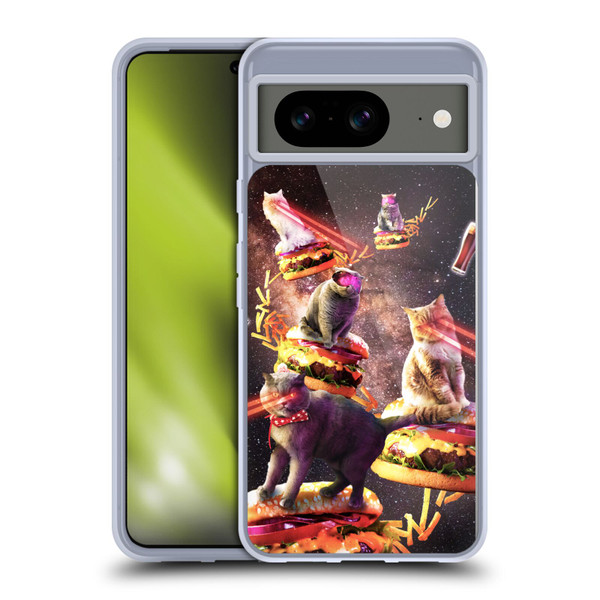 Random Galaxy Space Cat Burger & Fries Soft Gel Case for Google Pixel 8